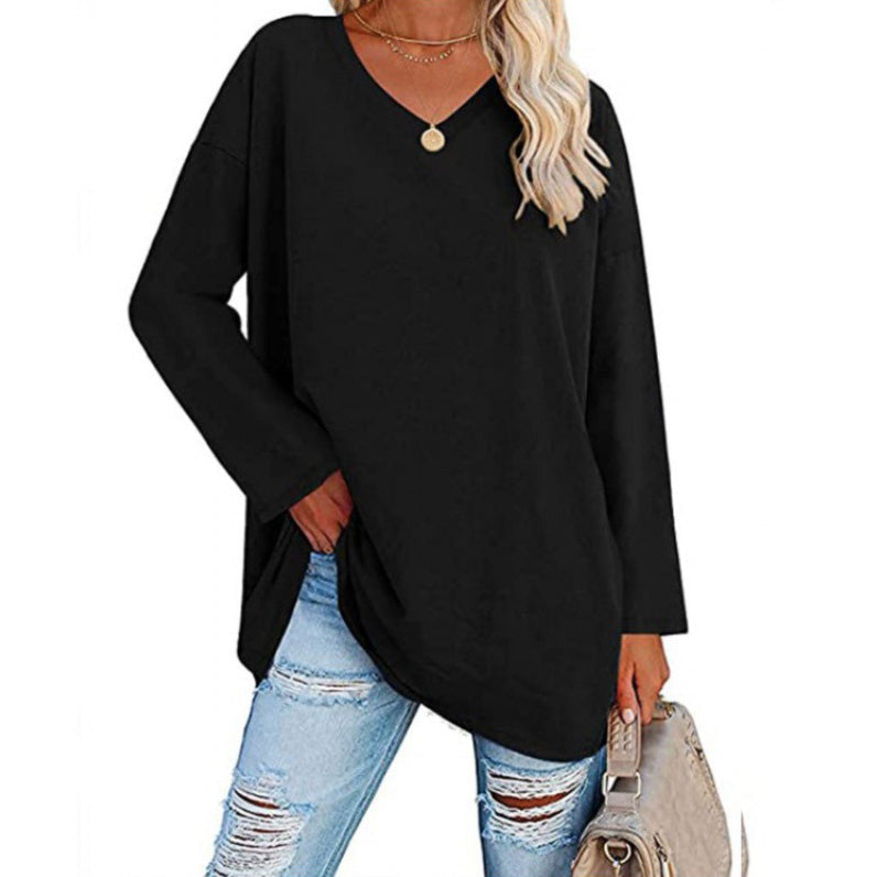 🔥Bis zu 69 % RABATT heute🔥Damen Herbst/Winter 2025 Oversize-Oberteile Langarm Lässige V-Ausschnitt Loose T-Shirts