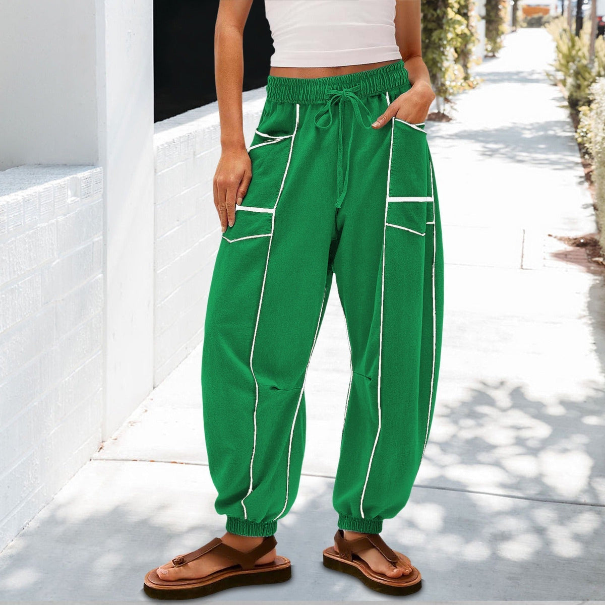 🔥Best-1 Sale Jogger 2025🔥Damen Baggy Barrel Jogger Weite Bein Lounge Sweathose mit Kordelzug und Taschen