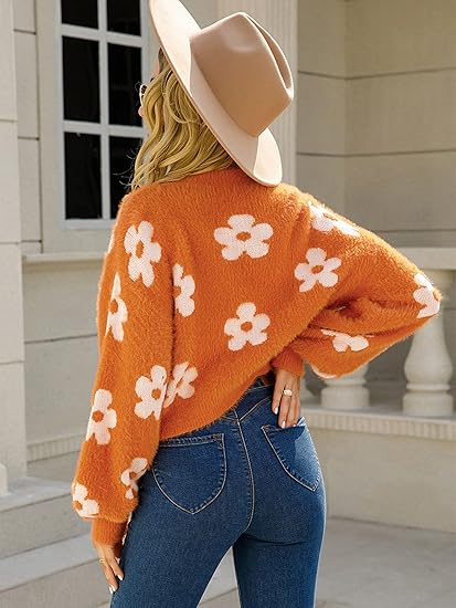 ✨Top-1 Sale Cardigan 2025✨|Damen Herbst/Winter Leichter Strickcardigan mit Blumenmuster und offener Vorderseite
