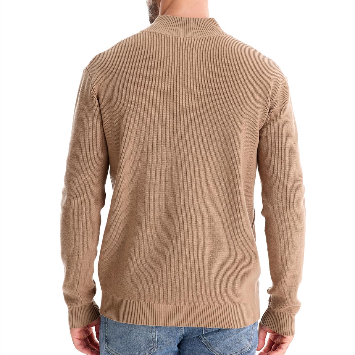 Herren Mock Neck Button-Up Pullover aus Baumwolle