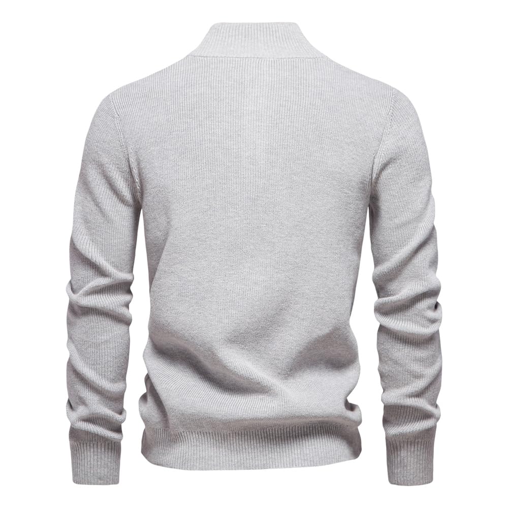 Herren Mock Neck Button-Up Pullover aus Baumwolle