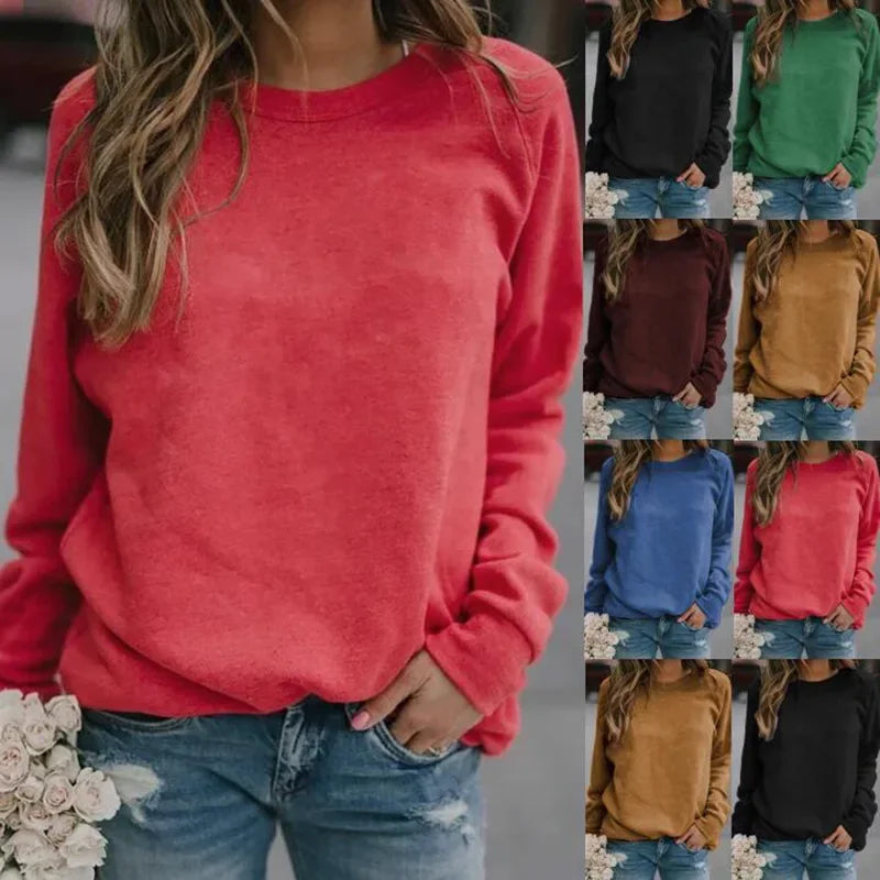 Women's Autumn/Winter Tops  Long-sleeved Crew-neck T-shirt