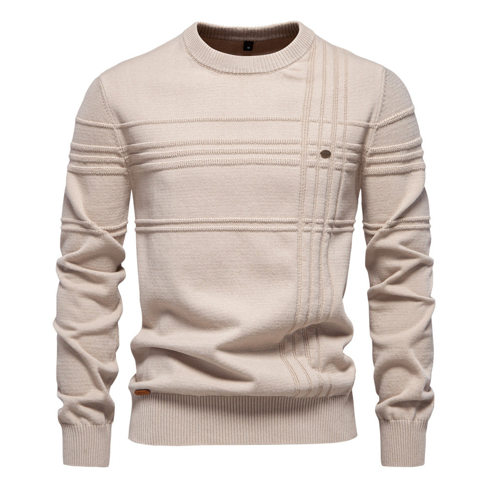 Herren Pullover mit Streifen und Rundhalsausschnitt