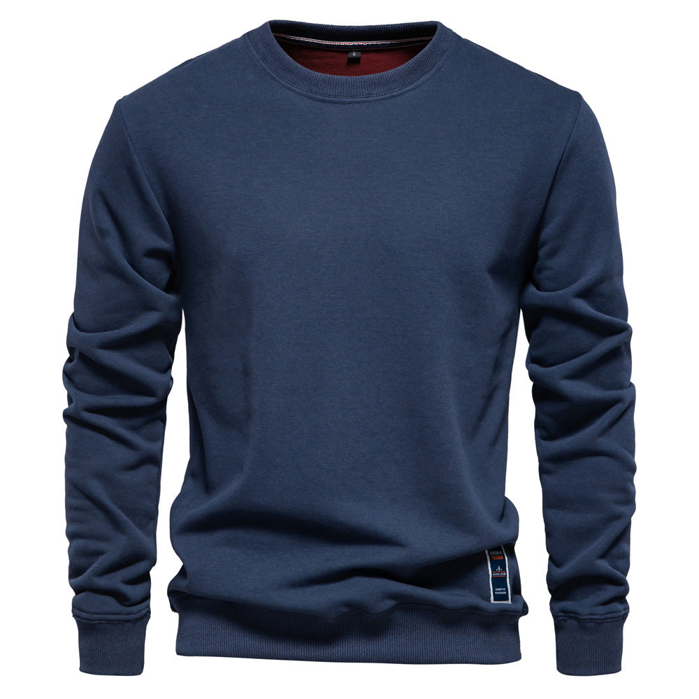 Herren Strickpullover mit Rundhalsausschnitt, einfarbig