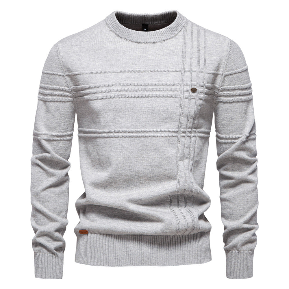 Herren Pullover mit Streifen und Rundhalsausschnitt