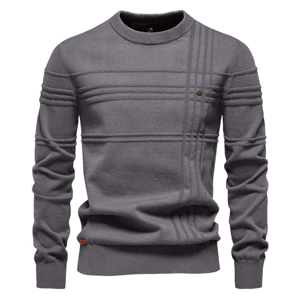 Herren Pullover mit Streifen und Rundhalsausschnitt