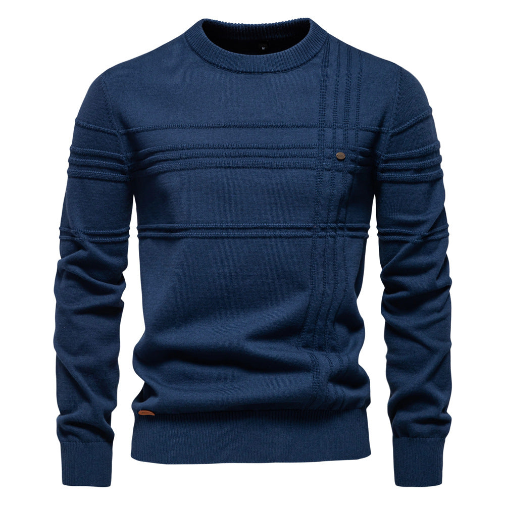 Herren Pullover mit Streifen und Rundhalsausschnitt