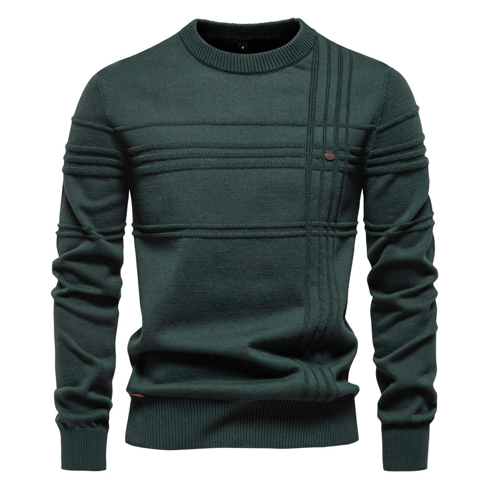 Herren Pullover mit Streifen und Rundhalsausschnitt