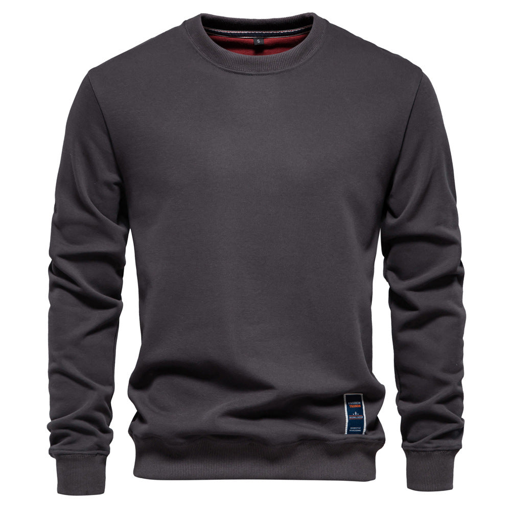 Herren Strickpullover mit Rundhalsausschnitt, einfarbig
