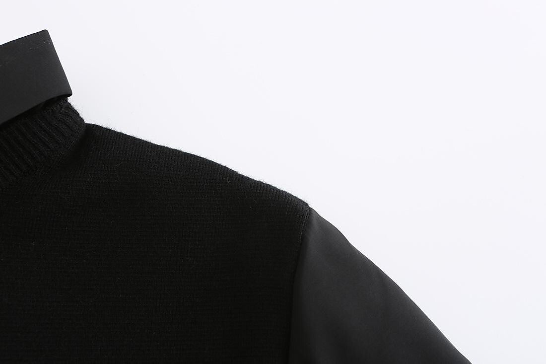 Herren Slim Patchwork Pullover in Zwei-in-Eins-Optik
