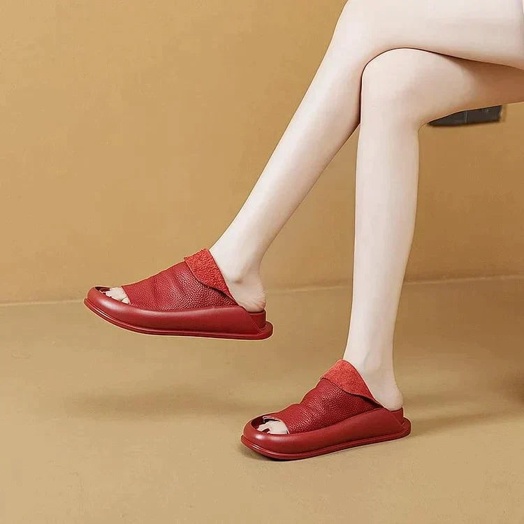 LetcloTM Damen Plateau-Slipper aus italienischem Leder
