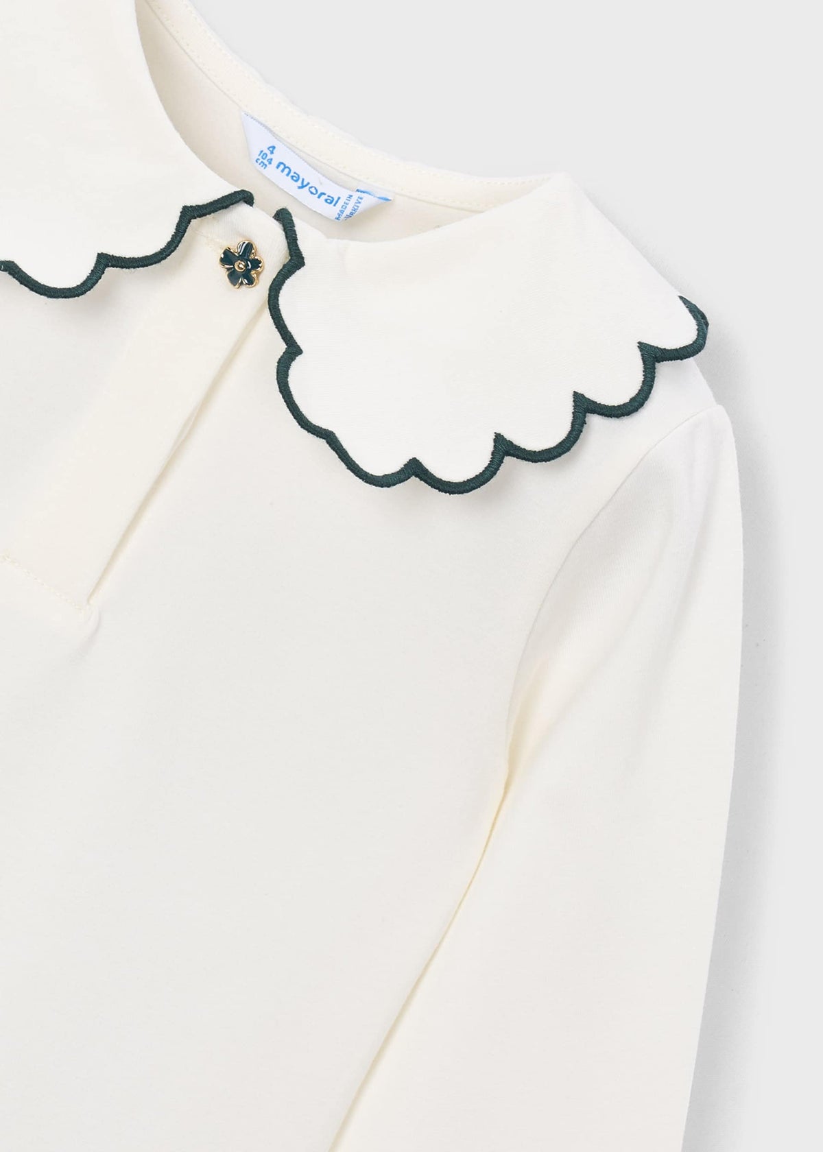 Basic girls' polo shirt with a Peter Pan collar