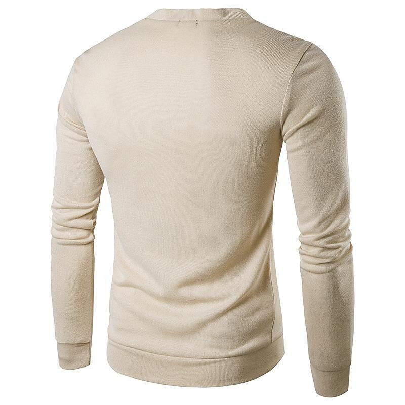Men's Solid Color V-neck Knitted Cardigan