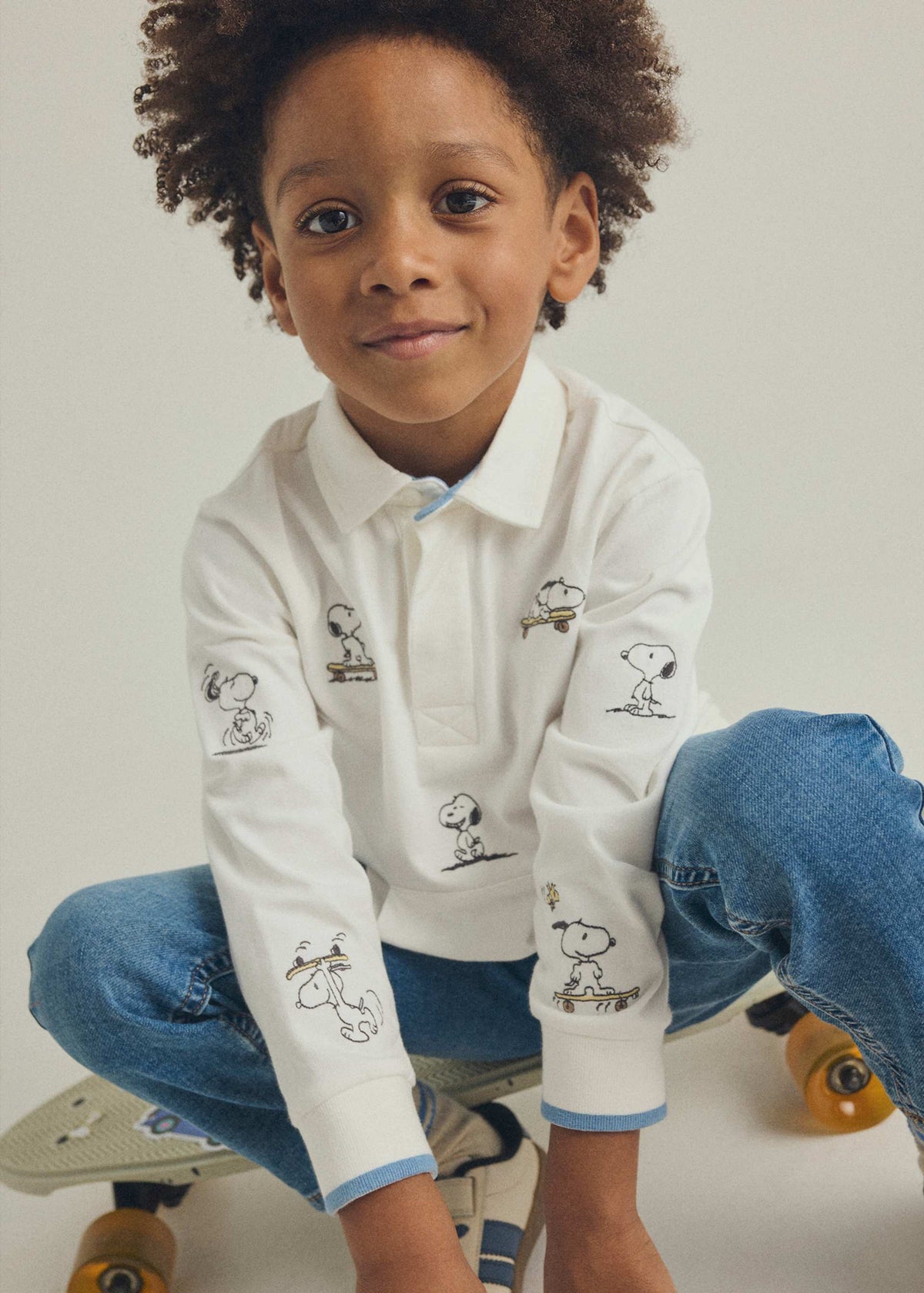 Boy Snoopy Peanuts embroidered polo top