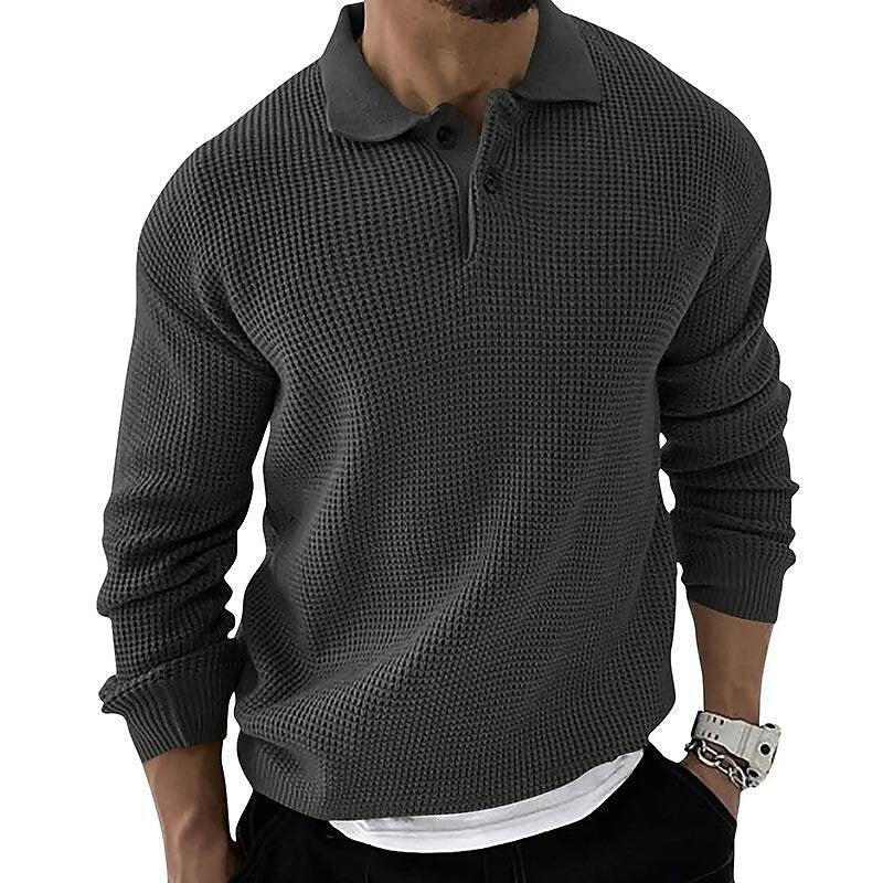 Herren-Strickjacke mit Revers und Waffelstruktur