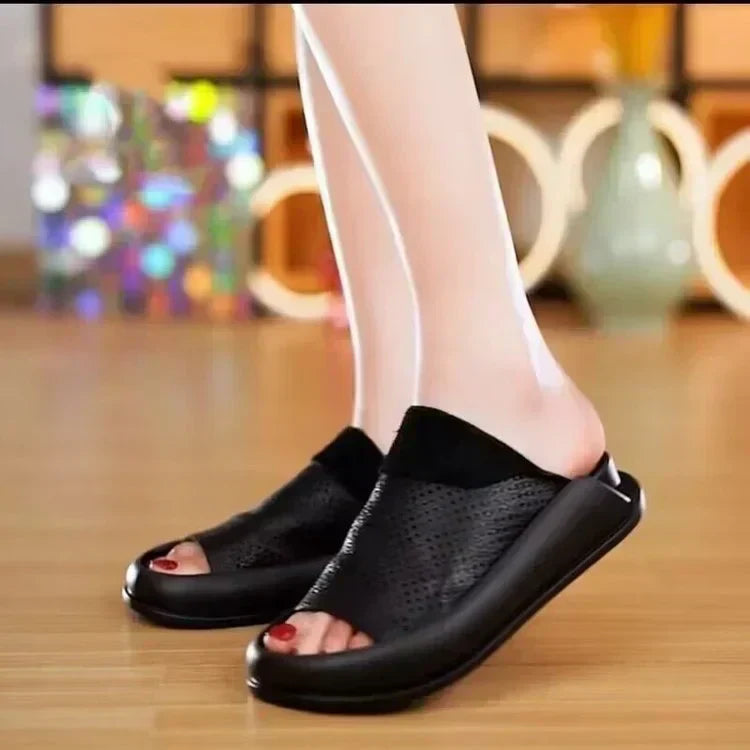 LetcloTM Damen Plateau-Slipper aus italienischem Leder