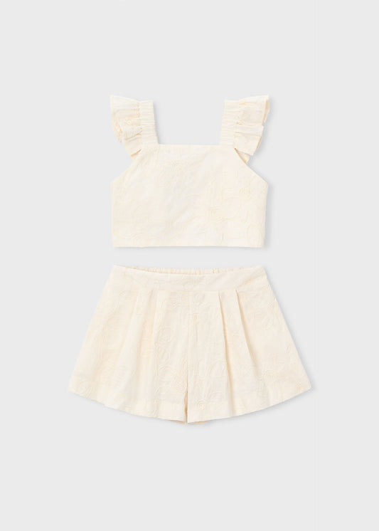 Festliches Set mit Bermuda-Shorts und Rüschen für Mädchen