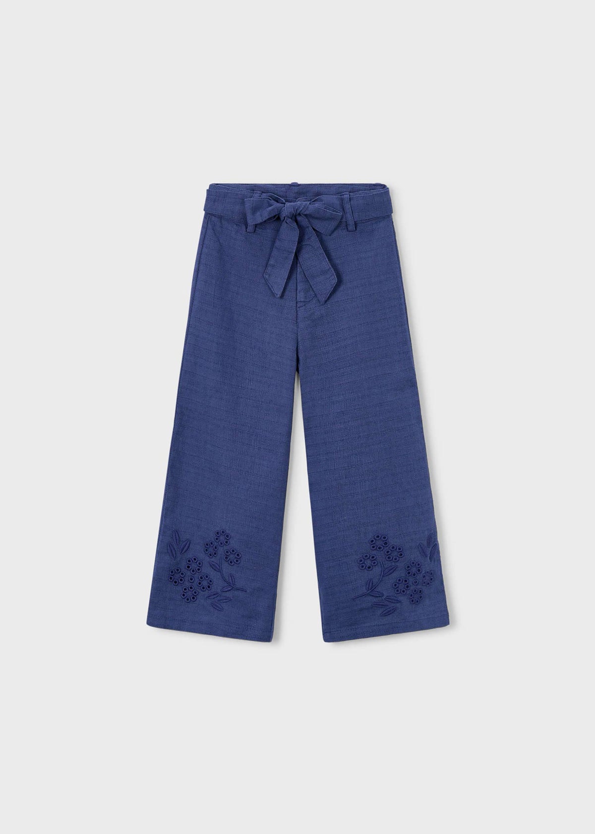 Embroidered linen trousers for girls