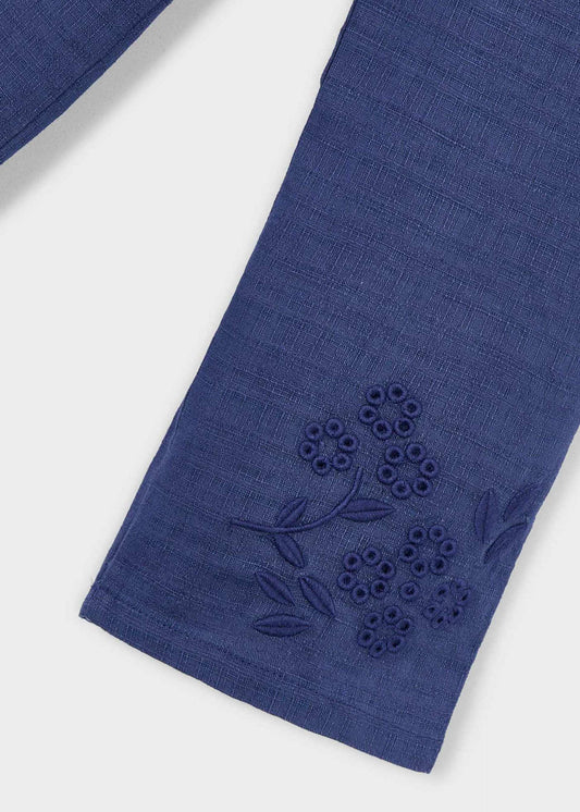 Embroidered linen trousers for girls