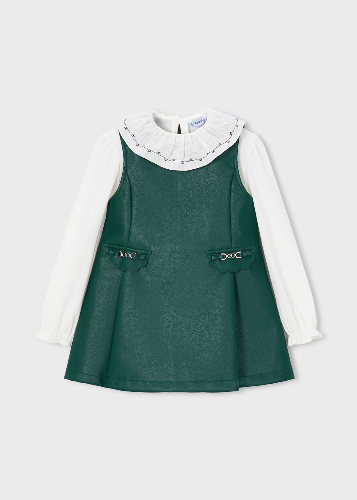 Kunstlederkleid mit Mädchenbluse