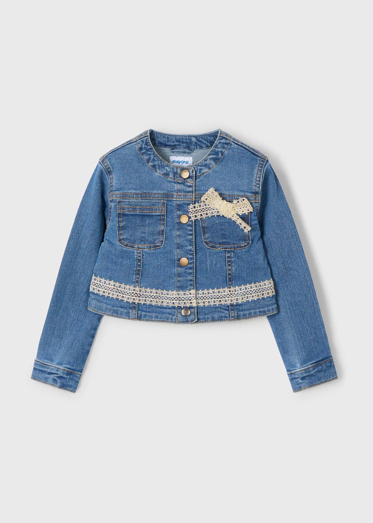 Mädchen-Jeansjacke mit Guipure-Details