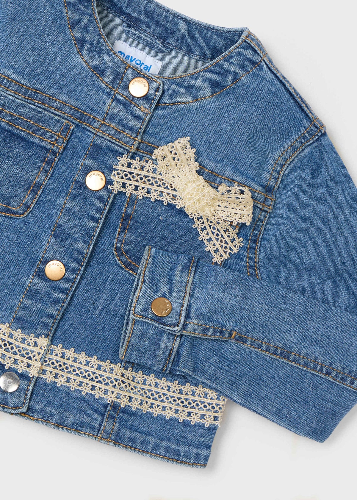 Mädchen-Jeansjacke mit Guipure-Details
