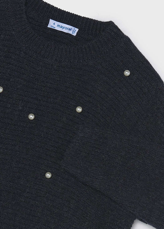 Girl knit pearls jumper