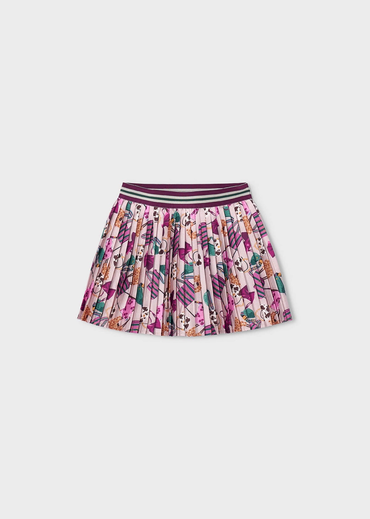 Girl print pleated skirt
