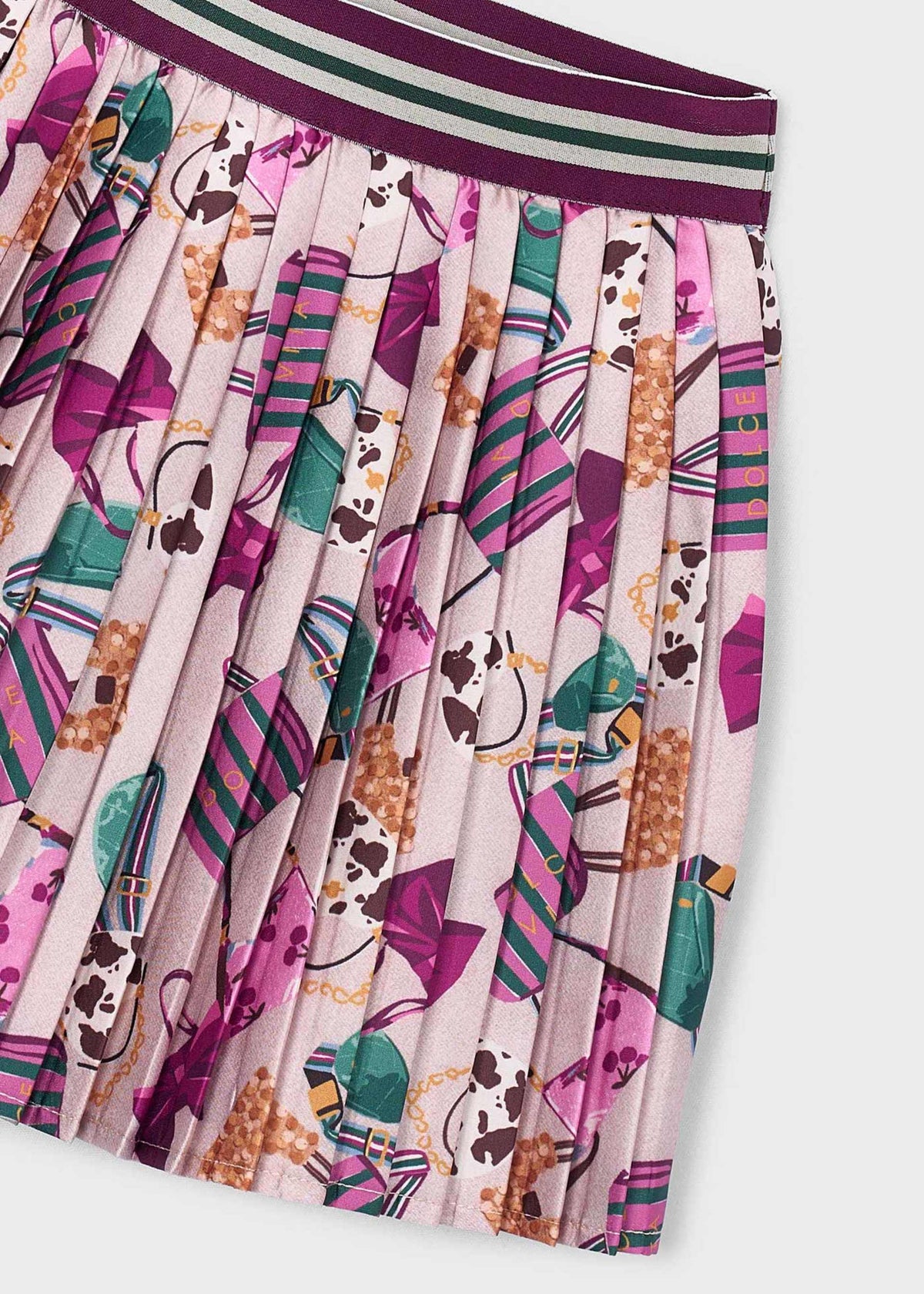 Girl print pleated skirt