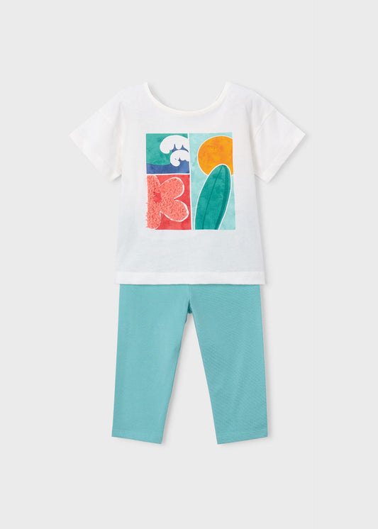 Set aus Mädchen-Leggings in 3/4-Länge und T-Shirt
