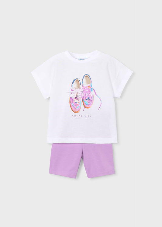 Girls' cycling leggings and T-shirt set