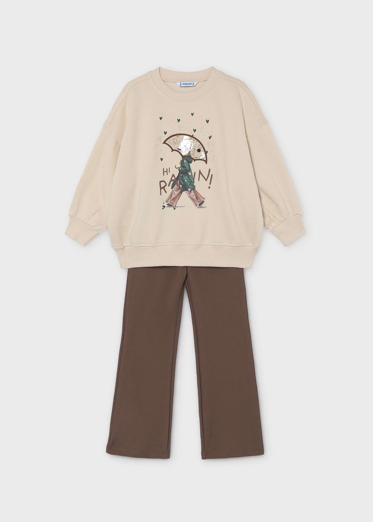 Girls' flare leggings and sweatshirt set