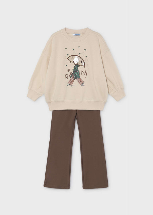 Girls' flare leggings and sweatshirt set