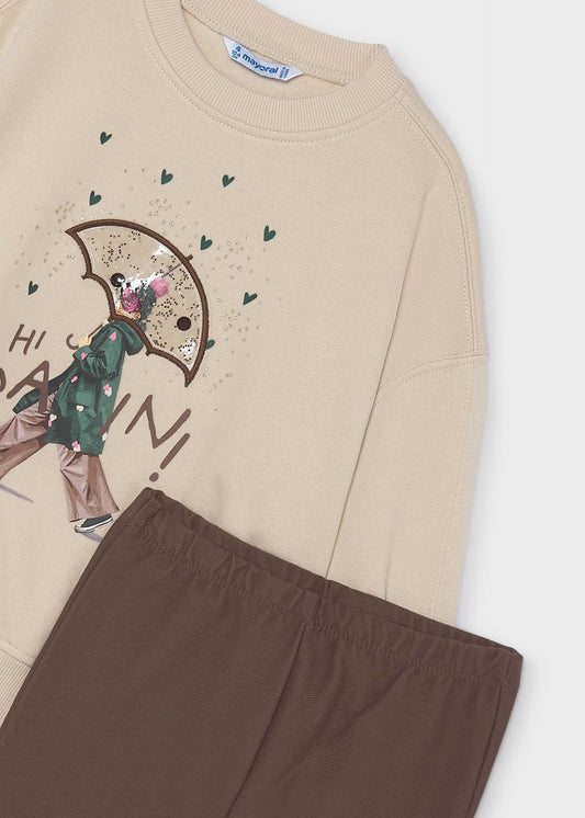 Girls' flare leggings and sweatshirt set