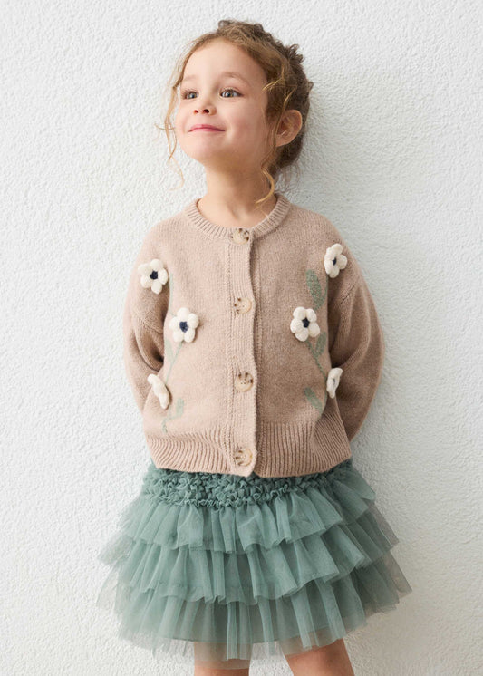Girls' floral knitted jumper