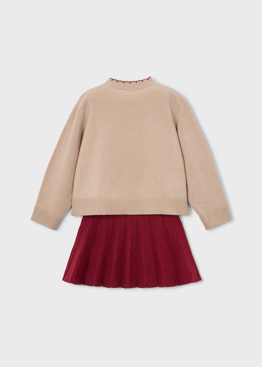 Girls' fruit-print jacquard skirt and T-shirt set
