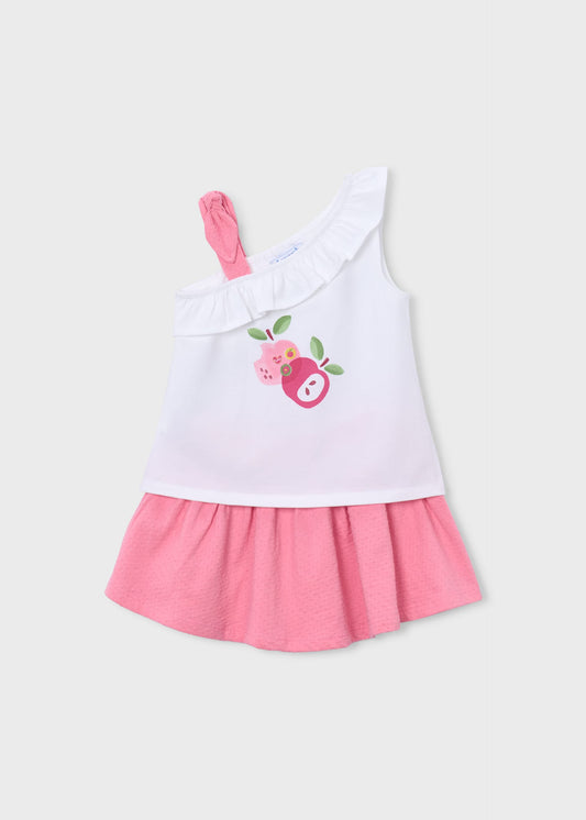 Girls' fruit-print skirt and T-shirt set