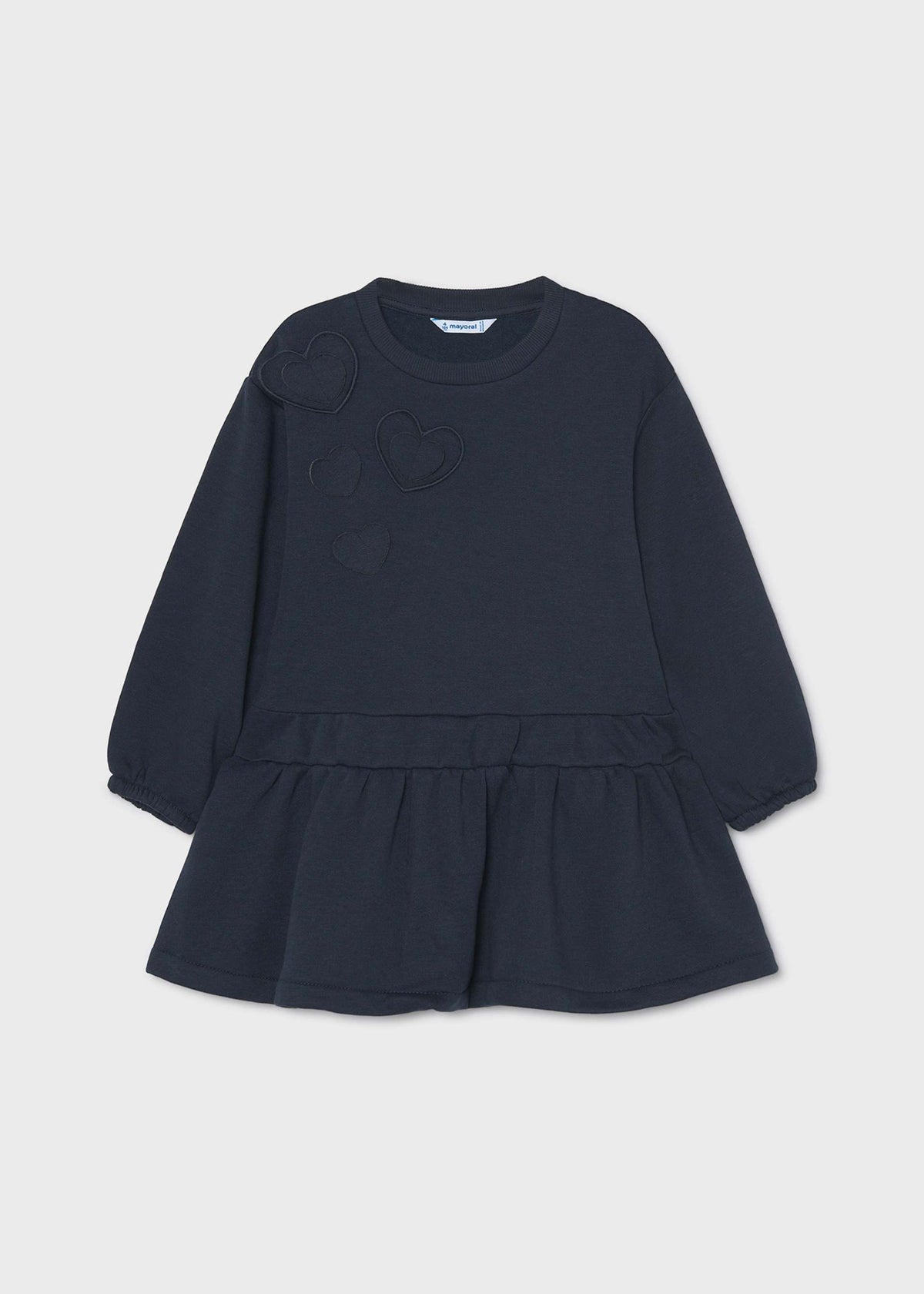 Girls' heart-print fleece dress