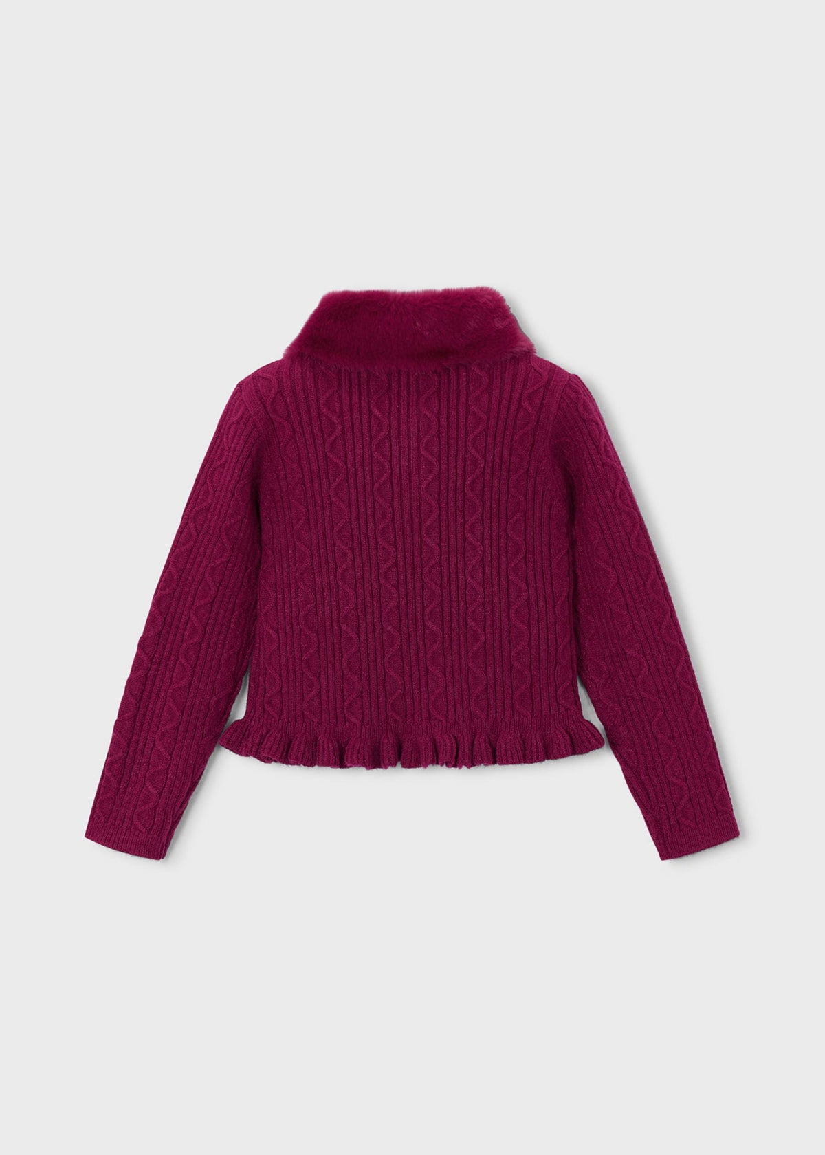 Girls' knitted cardigan with fur collar