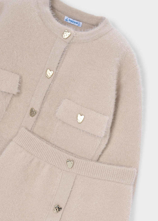 Girls' knitted skirt and cardigan set