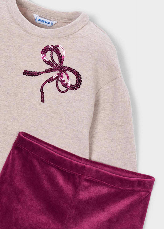 Girls' leggings and hoodie set with bows