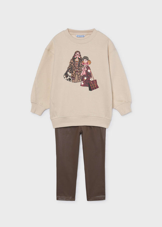 Girls' leggings and sweatshirt set