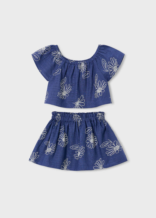 Set aus Leinenrock und T-Shirt für Mädchen