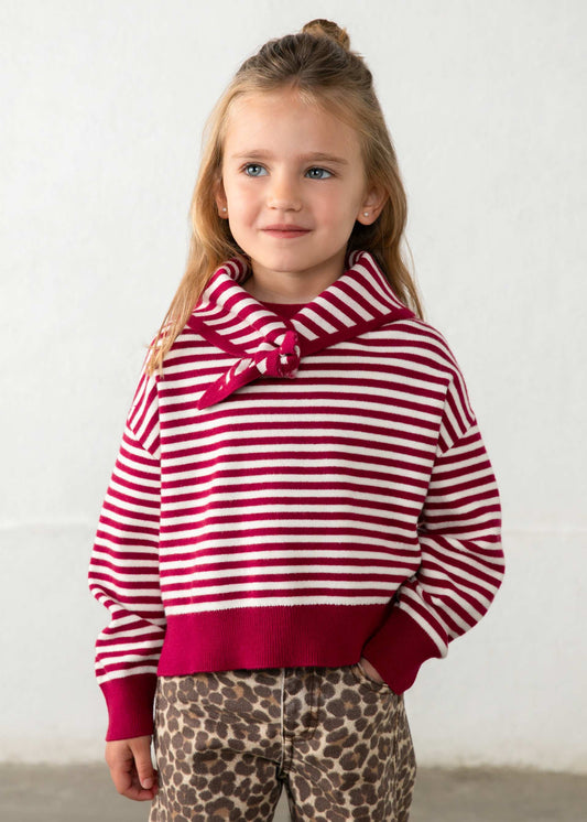Girls' striped jumper with a scarf