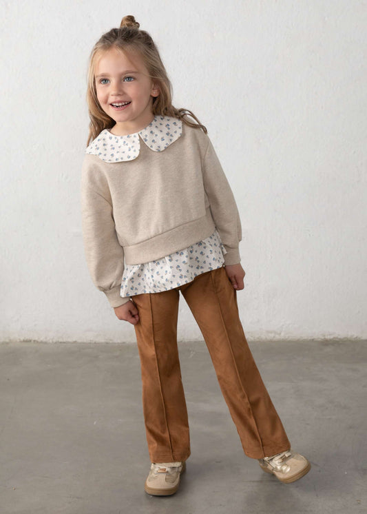 Girls' suede-effect leggings and blouse set
