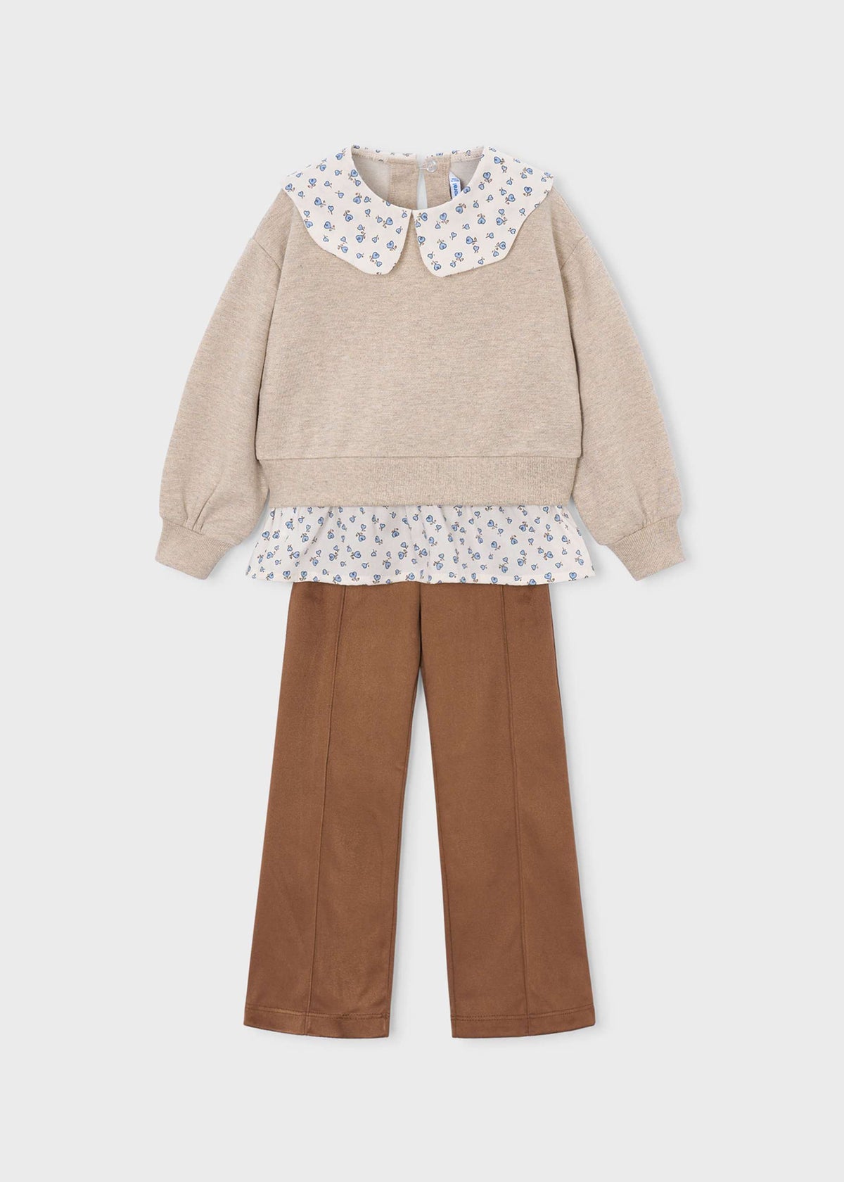 Girls' suede-effect leggings and blouse set