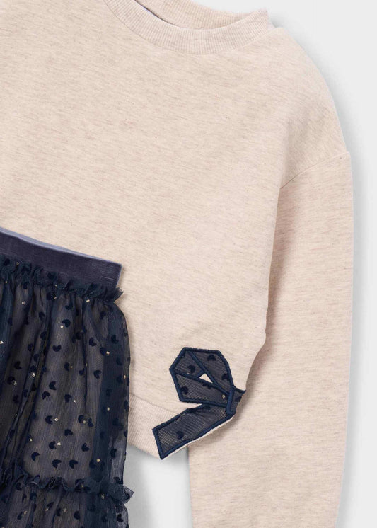 Girls' tulle skirt and sweatshirt set