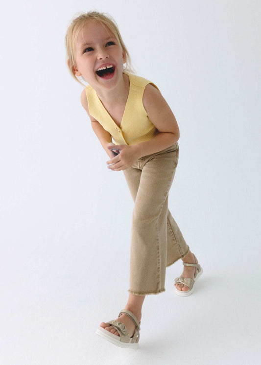 Girls wide leg twill trousers