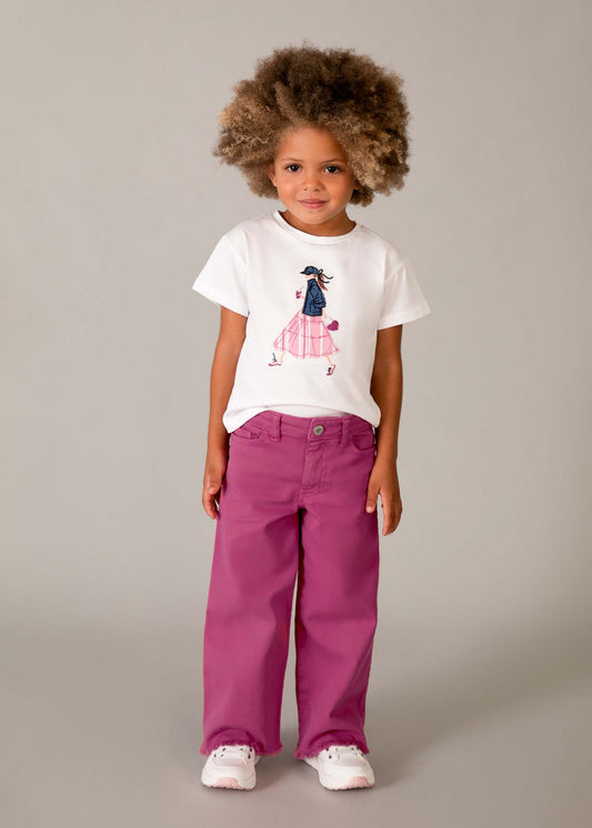 Girls wide leg twill trousers