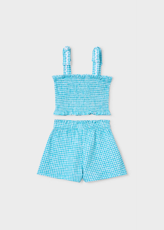 Mädchen-Set mit Wabenmuster-Shorts